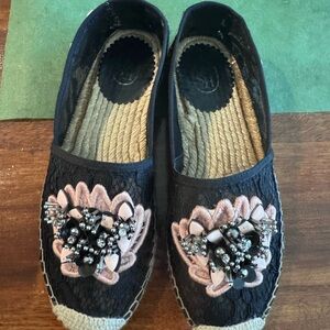 Ash Black and Pink Floral Espadrilles